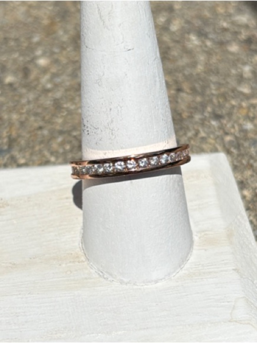 Park Lane “Classique” Rose Gold Stackable Ring with Clear Stones